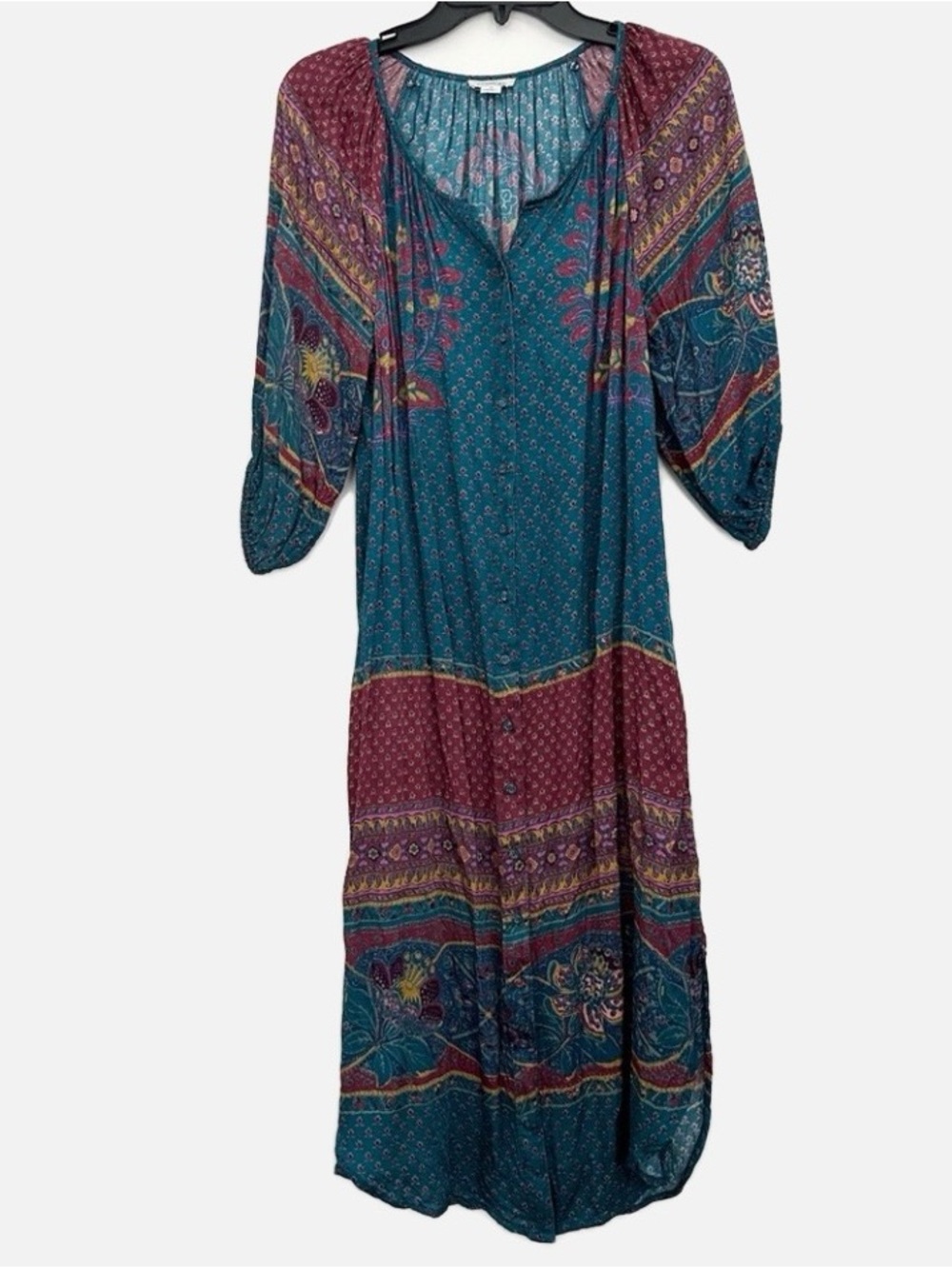 SUNDANCE La Villette Midi Dress - Blue Purple Floral Boho SZ M